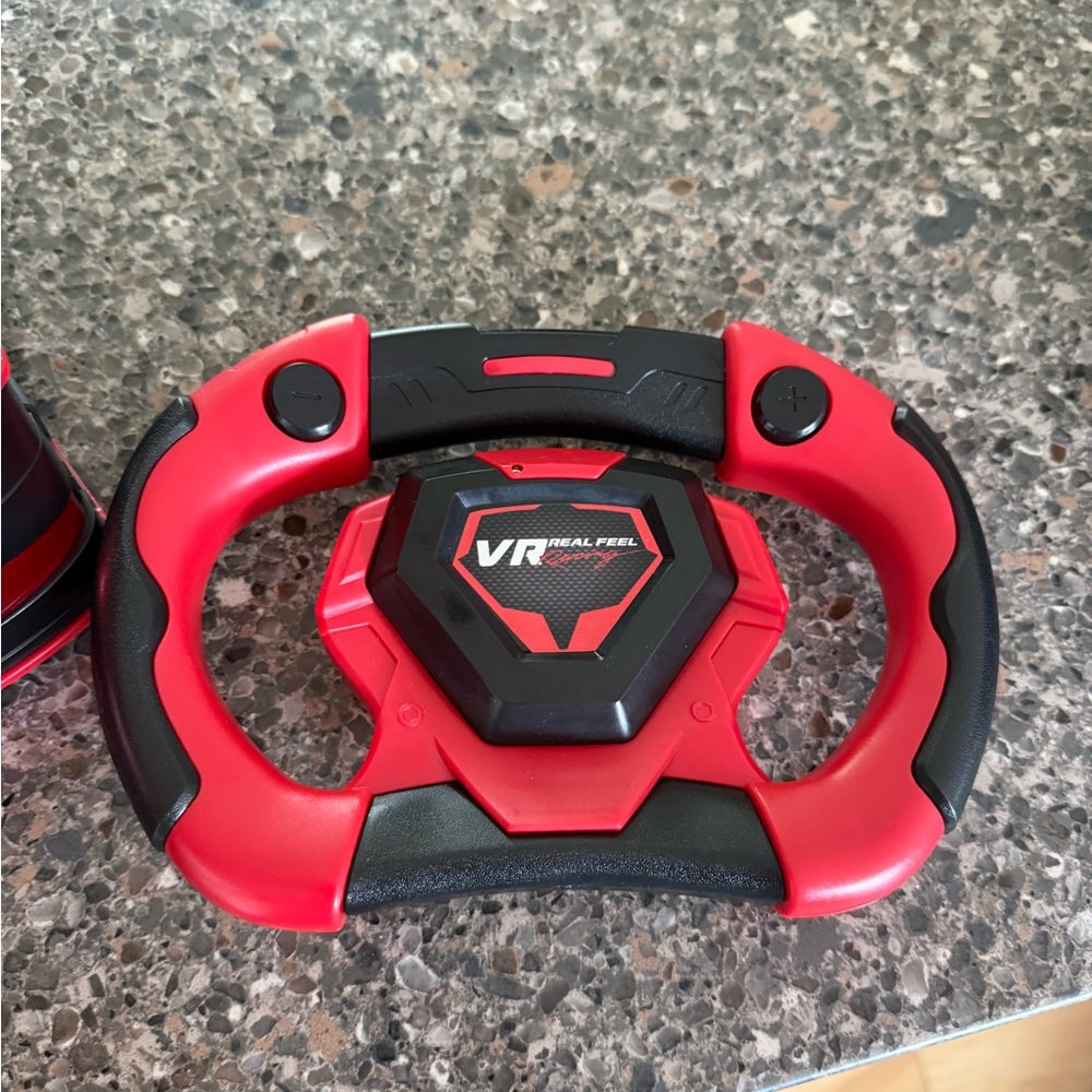 VR Real Feel Red & Black Gaming Steering Wheel Controller